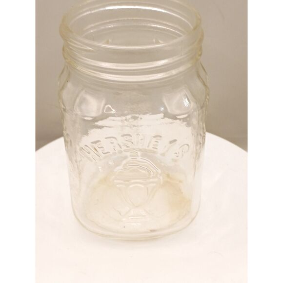 Vintage Clear Glass Hershey Jar "HERSHEY" on all 4 sides with picture of sundae - Picture 1 of 11